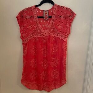 Johnny Was Pink Eyelet Shirt